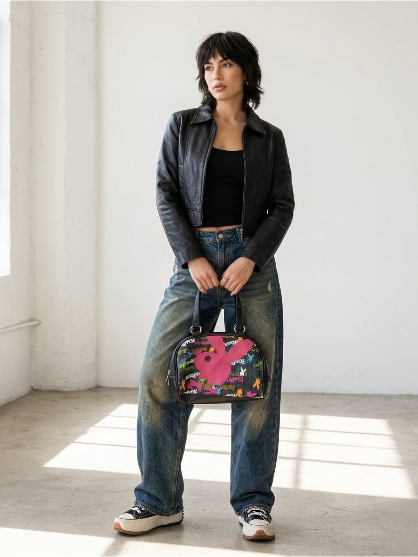 Vintage Y2k Playboy Bunny Bowler Handbag